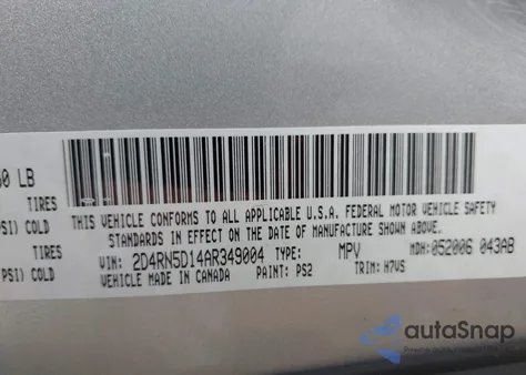 2010 Dodge Grand Caravan Sxt from USA, damaged, VIN 2D4RN5D14AR349004